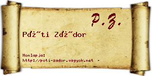 Póti Zádor névjegykártya
